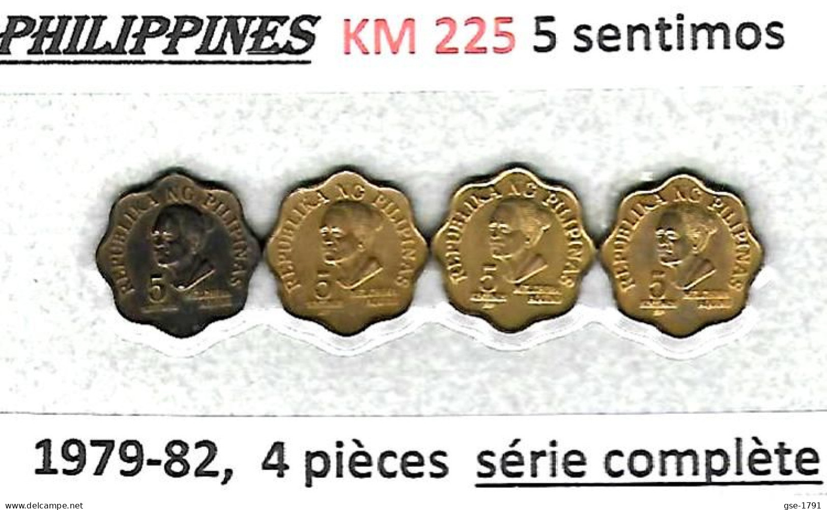 PHILIPPINES  Décimal, Melchora Aquino, 5 Sentimos, KM 225, Série Complète 1979à 1982 Pr. SUP - Filippine