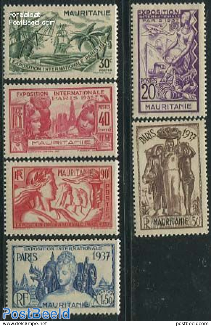 Mauritania 1937 World Expo Paris 6v, Unused (hinged), Transport - Various - Ships And Boats - World Expositions - Schiffe