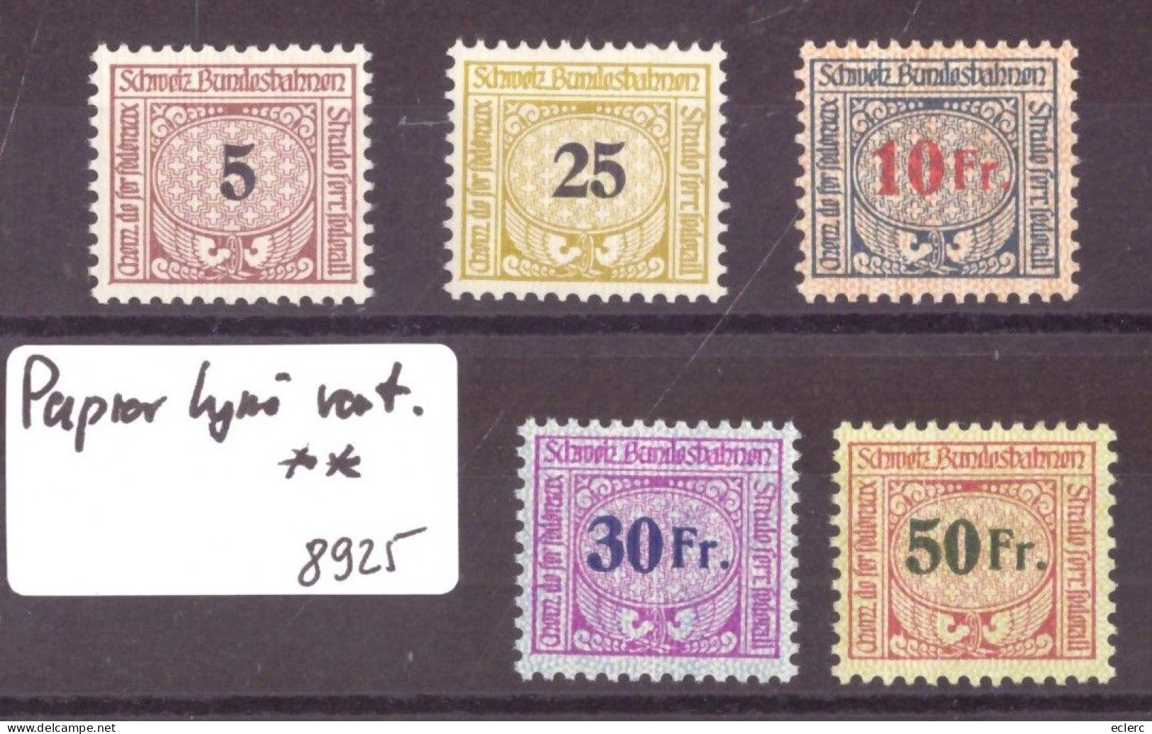 TIMBRES DE CHEMIN DE FER SUR PAPIER LIGNé VERTICALEMENT,  NEUFS ** SANS CHARNIERE - Spoorwegen