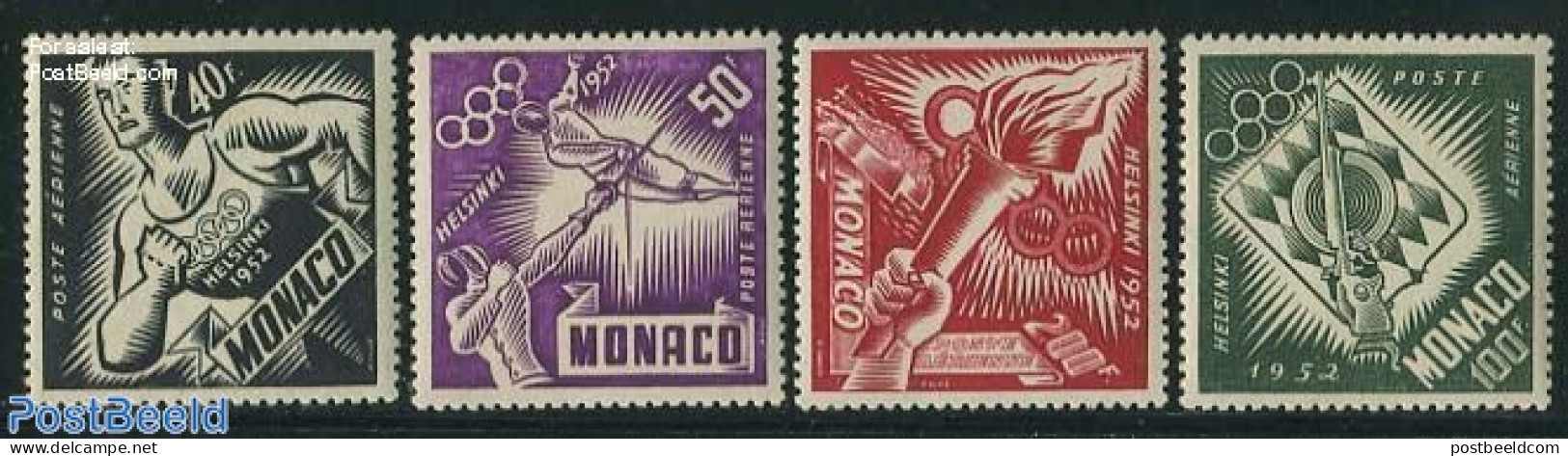 Monaco 1953 Olympic Games Helsinki 4v, Mint NH, Sport - Fencing - Olympic Games - Shooting Sports - Ungebraucht