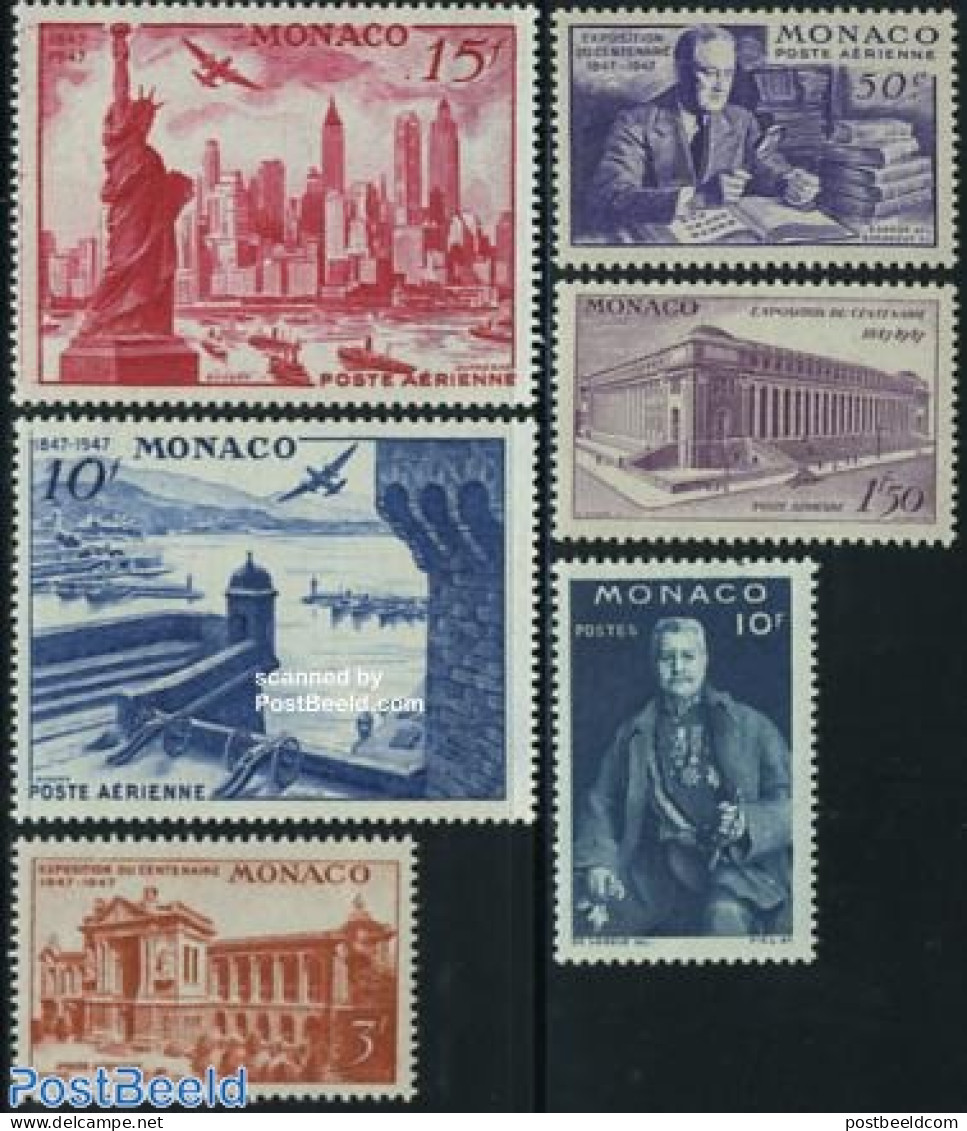 Monaco 1947 Stamp Centenary 6v, Mint NH, Transport - Various - Ships And Boats - Lighthouses & Safety At Sea - Unused Stamps