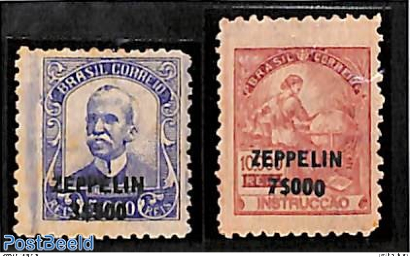 Brazil 1932 Zeppelin 2v, Mint NH, Transport - Zeppelins - Unused Stamps