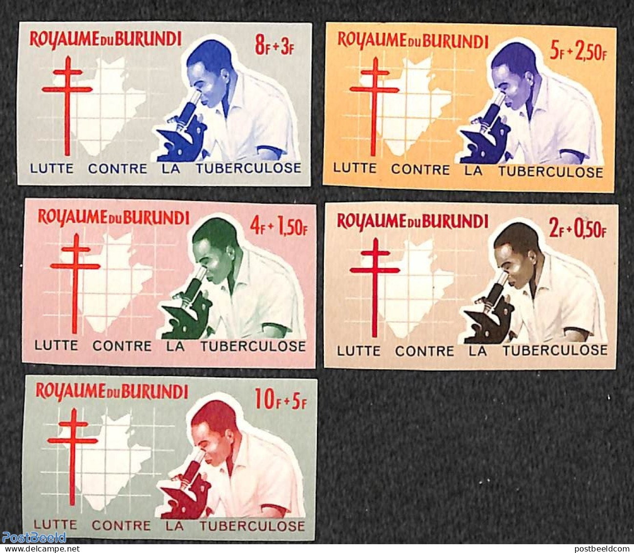 Burundi 1965 Anti Tuberculosis 5v Imperforated, Mint NH, Health - Various - Anti Tuberculosis - Health - Maps - Disease