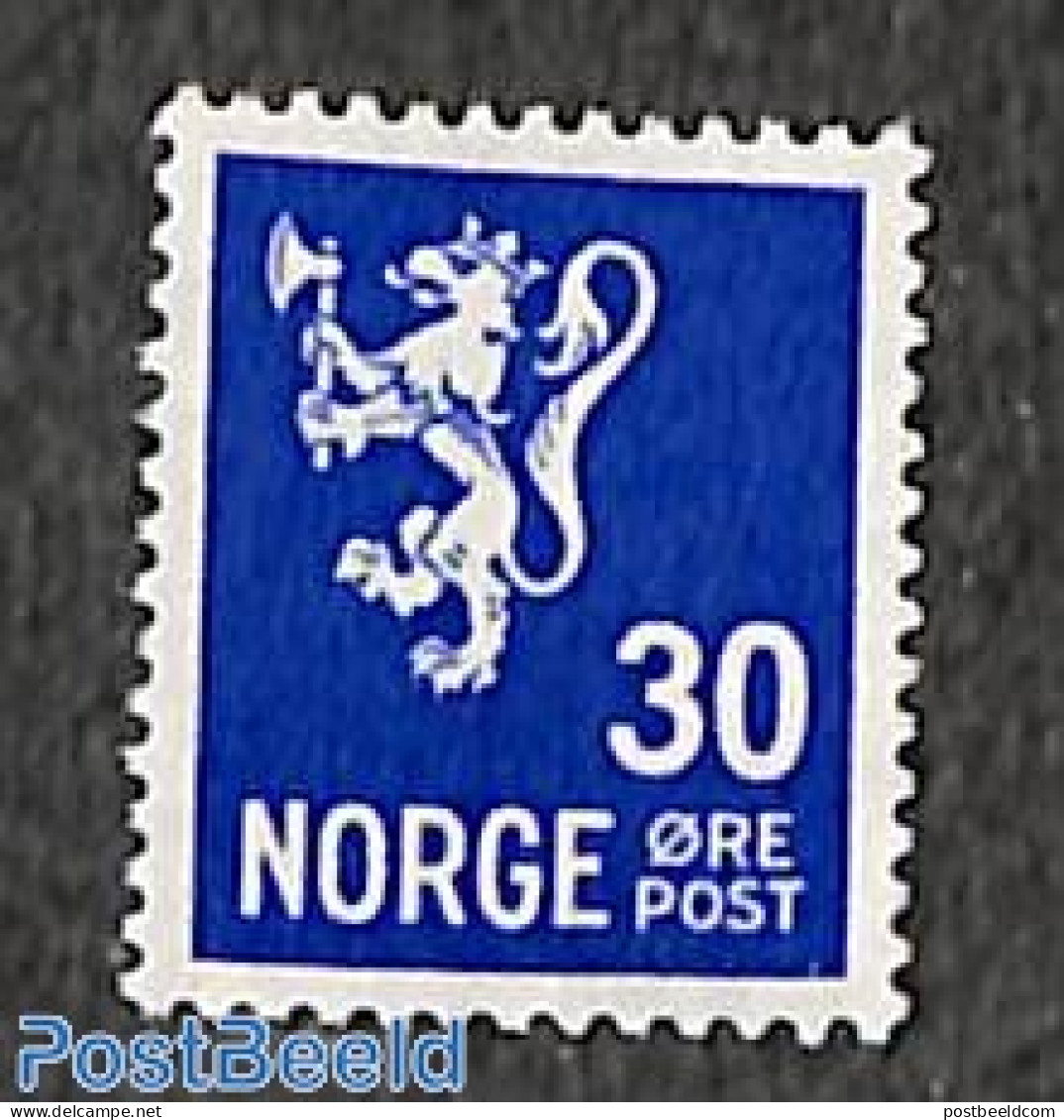 Norway 1937 30o, WM Posthorn, Stamp Out Of Set, Mint NH - Ongebruikt