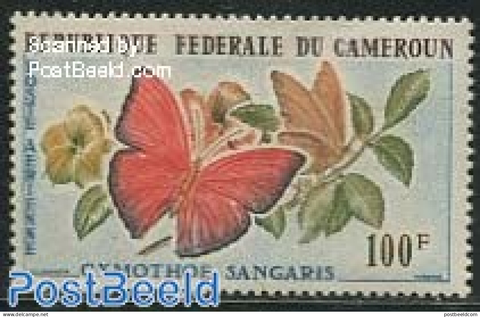 Cameroon 1962 100F, Stamp Out Of Set, Mint NH, Nature - Butterflies - Flowers & Plants - Cameroon (1960-...)