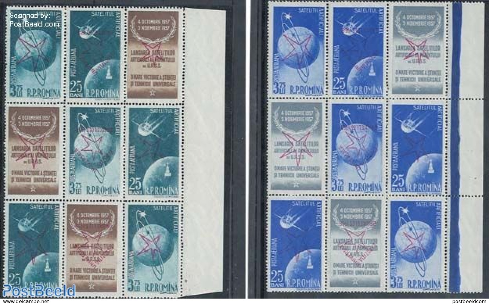 Romania 1958 World Expo Brussels, 2 Blocks Of 6, Mint NH, Transport - Various - Space Exploration - World Expositions - Nuevos