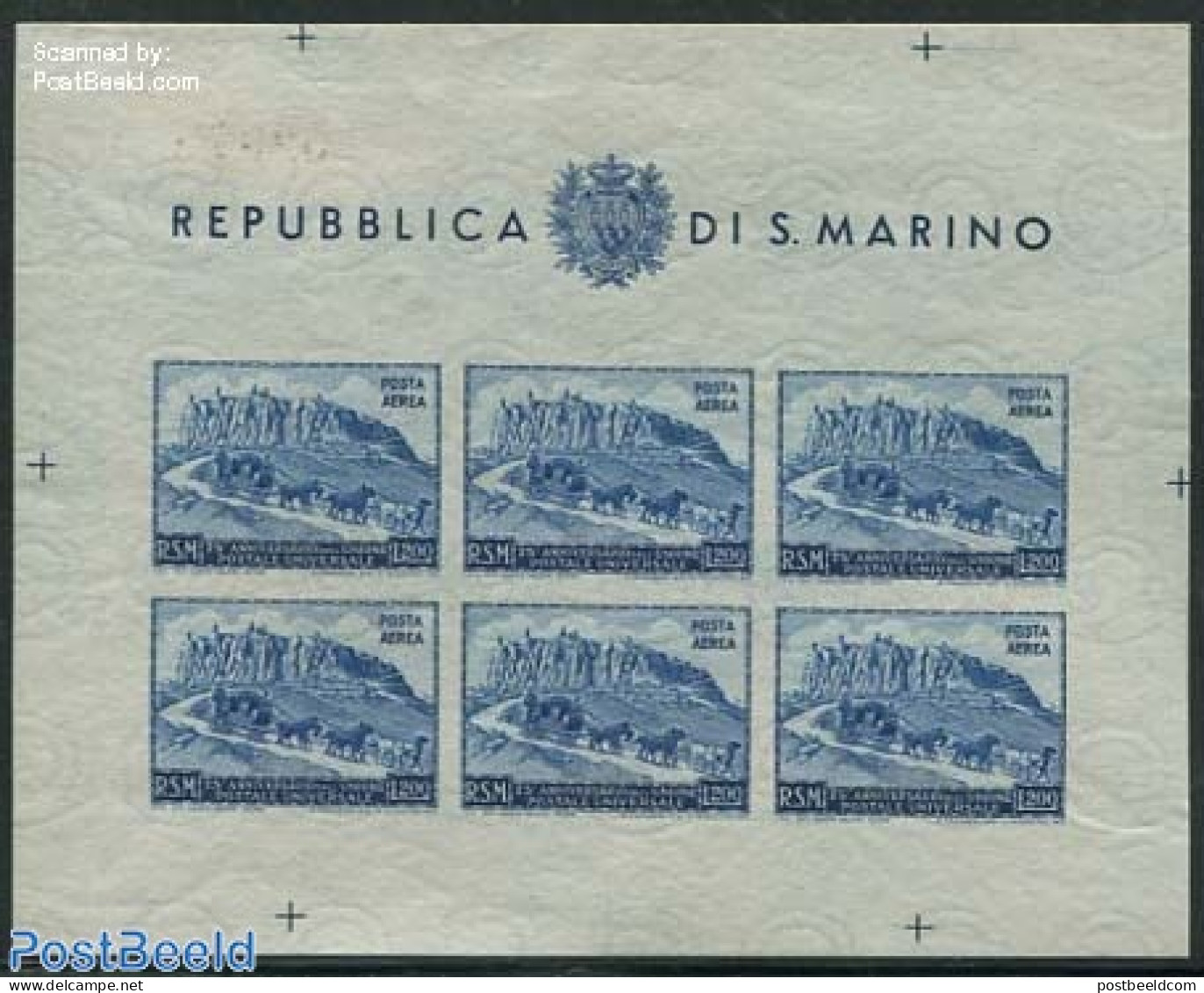 San Marino 1950 75 Years UPU M/s Imperforated, Mint NH, Nature - Horses - U.P.U. - Ongebruikt
