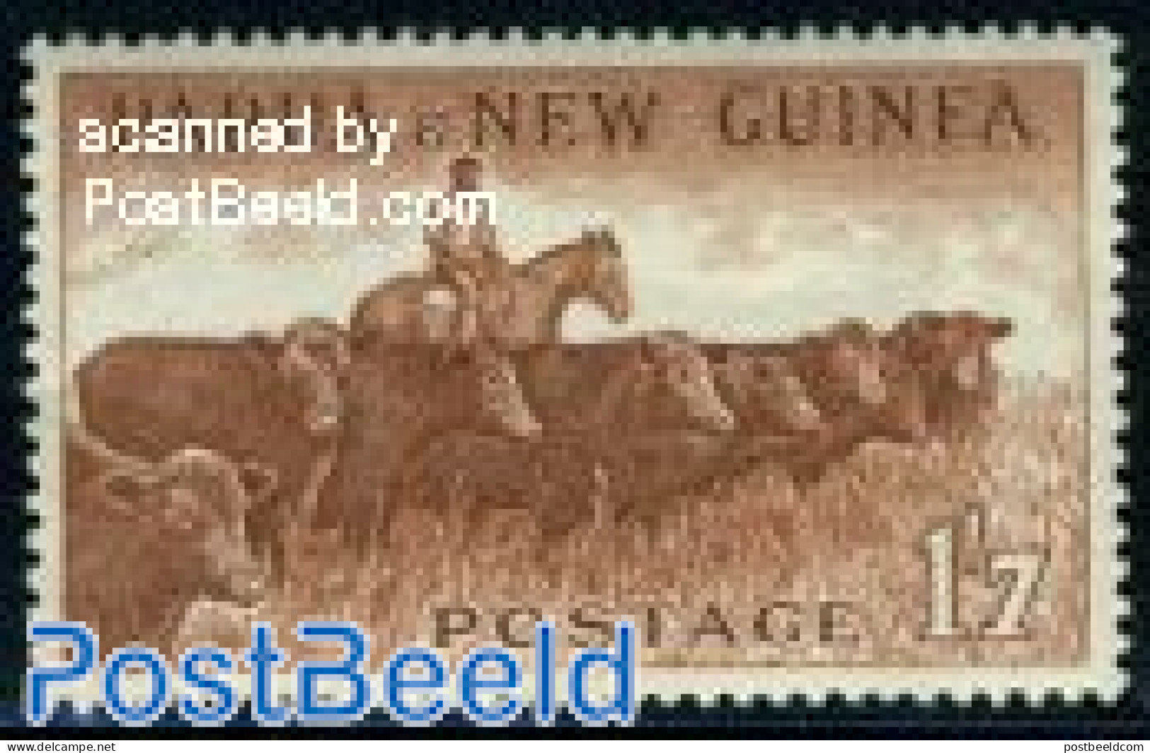 Papua New Guinea 1952 1/7Sh, Stamp Out Of Set, Unused (hinged), Nature - Cattle - Horses - Papoea-Nieuw-Guinea