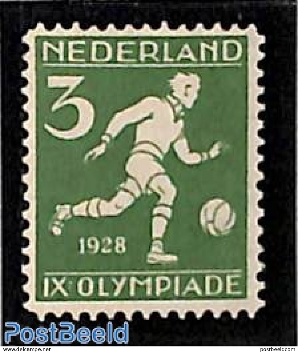 Netherlands 1928 3c, Football, Stamp Out Of Set, Mint NH, Sport - Football - Olympic Games - Sport (other And Mixed) - Ungebraucht