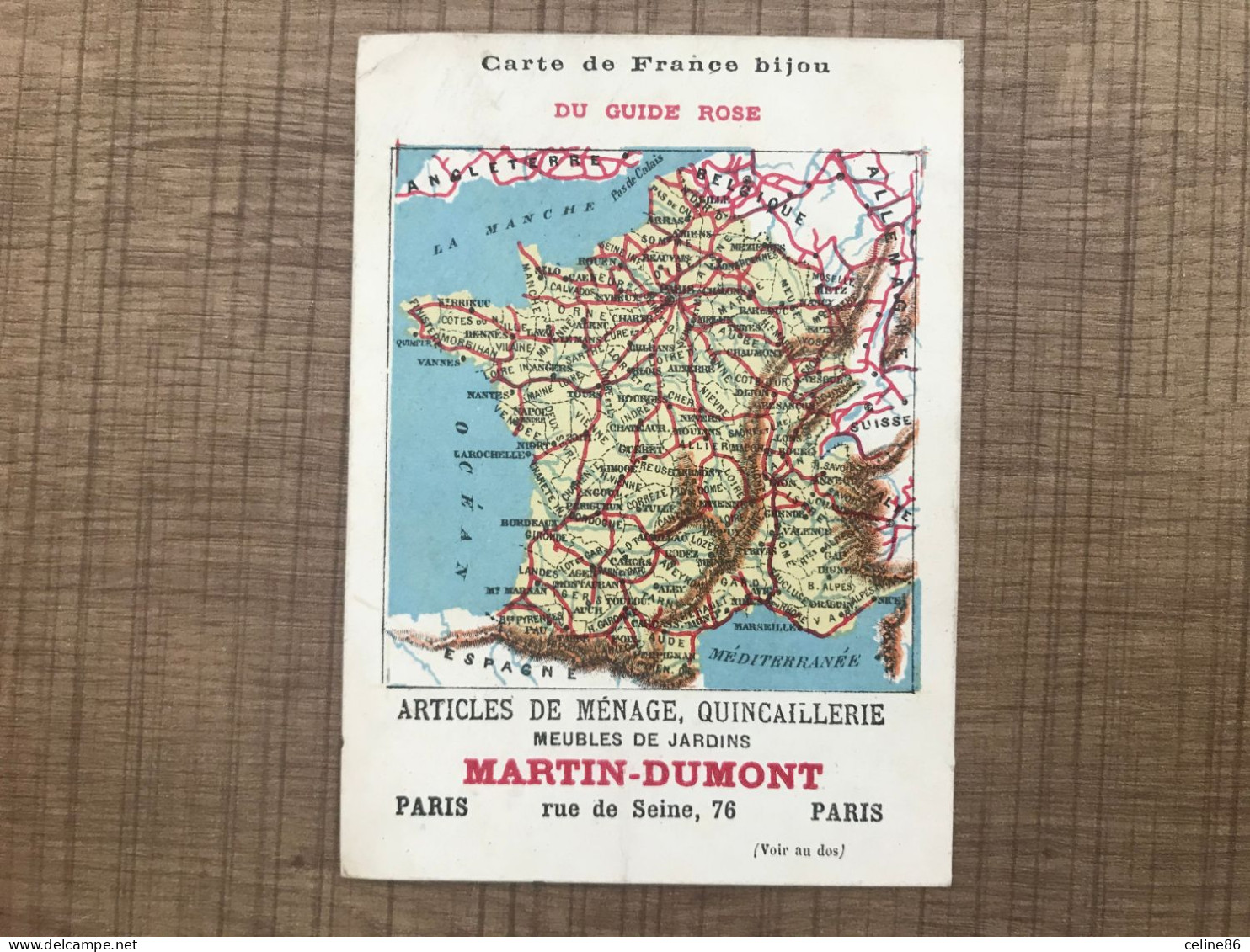 Carte De France Bijou Du Guide Rose MARTIN DUMONT - Andere & Zonder Classificatie