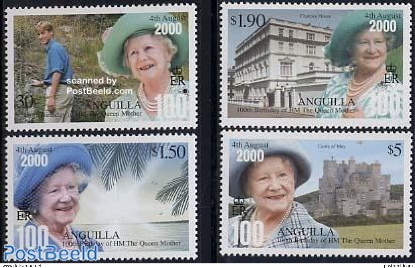 Anguilla 2000 Queen Mother 4v, Mint NH, History - Kings & Queens (Royalty) - Königshäuser, Adel