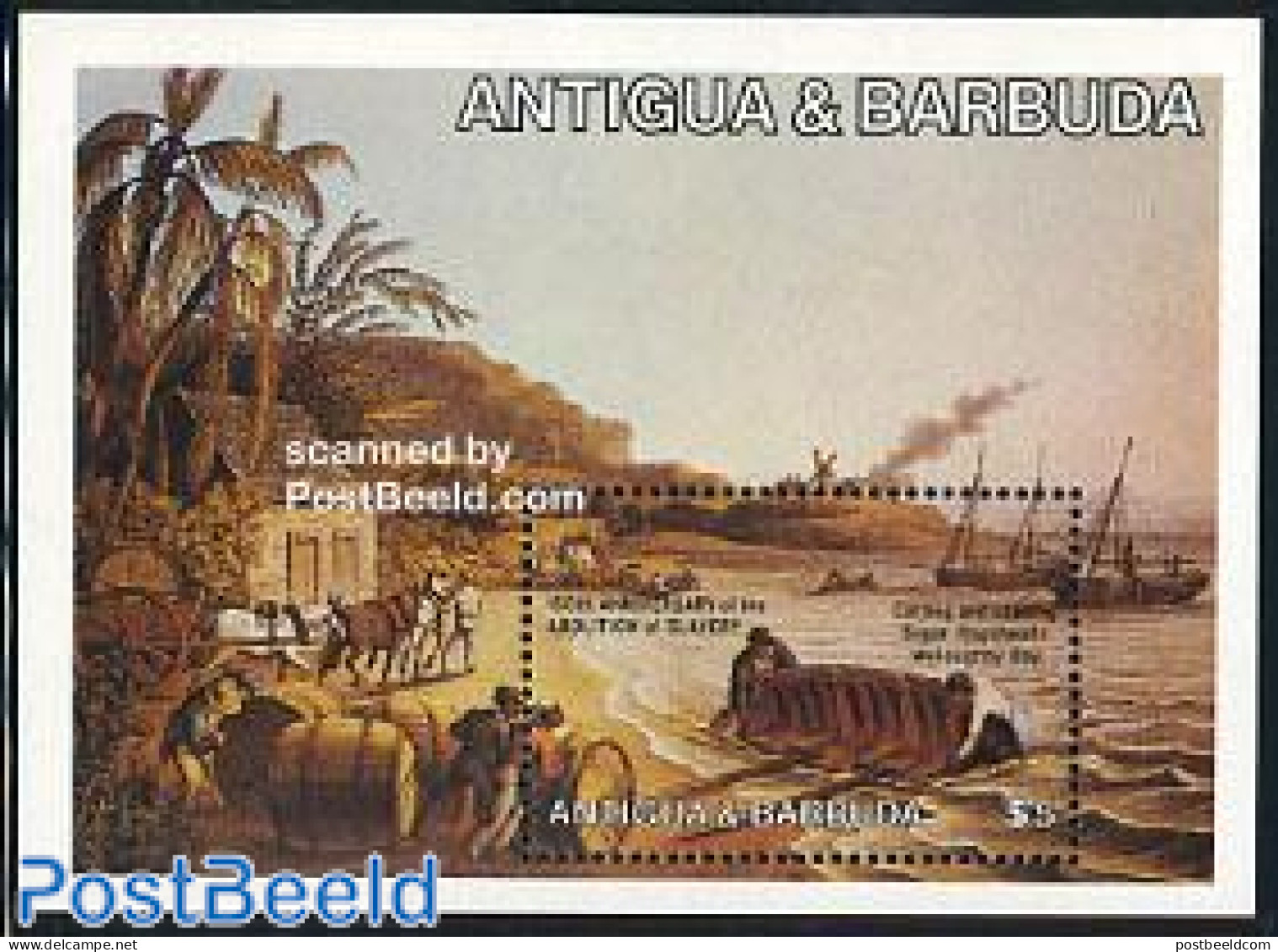 Antigua & Barbuda 1984 Emancipation S/s, Mint NH, Transport - Various - Ships And Boats - Mills (Wind & Water) - Ships