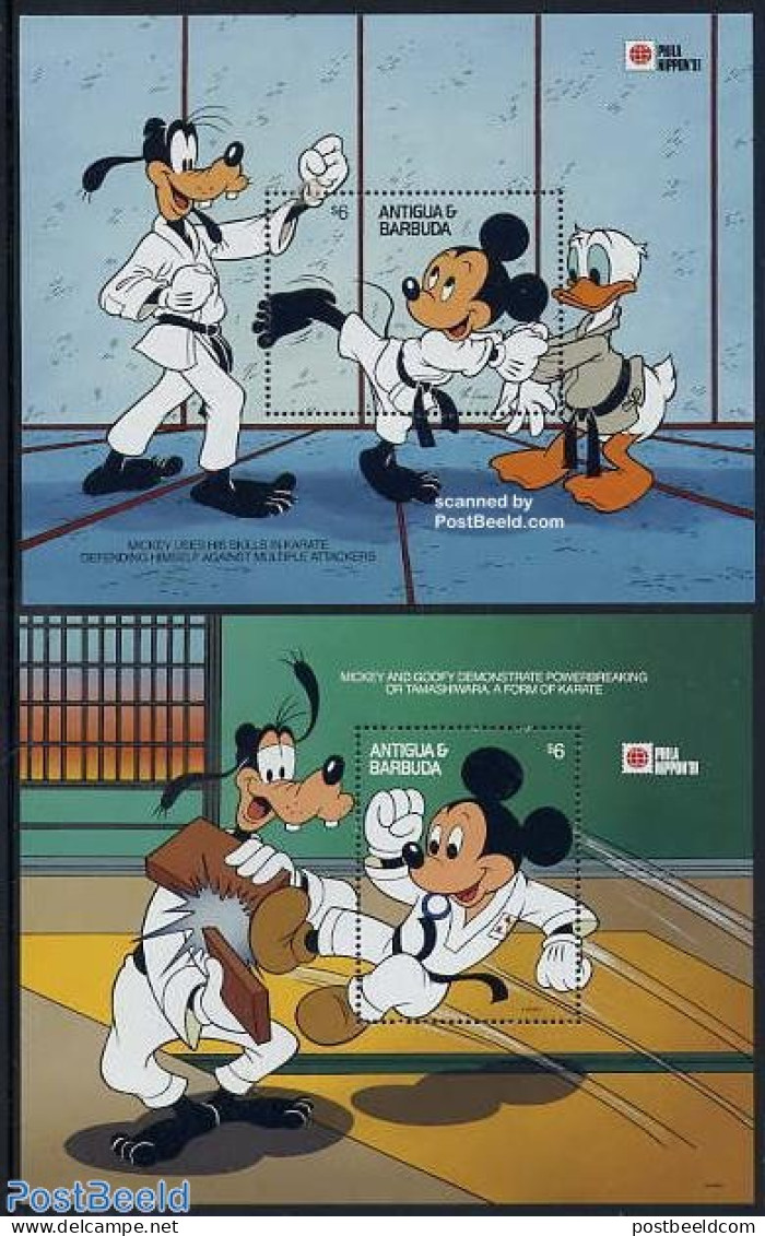 Antigua & Barbuda 1991 Philanippon/Disney 2 S/s, Mint NH, Sport - Judo - Art - Disney - Disney