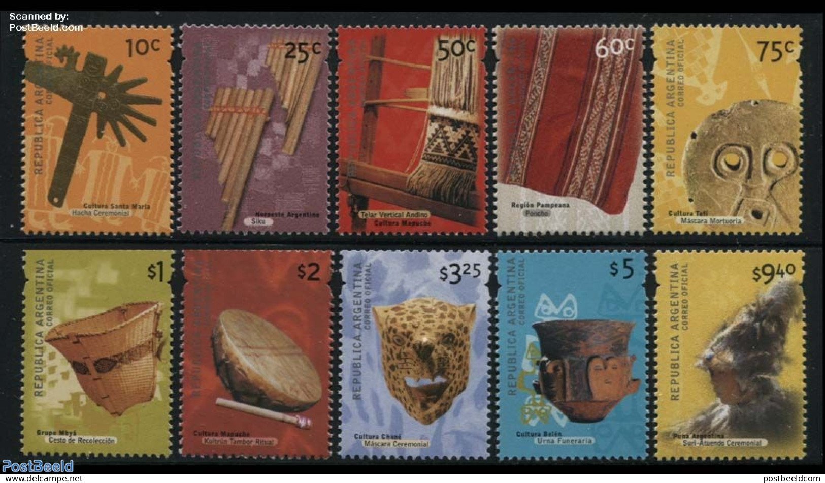 Argentina 2000 Definitives, Culture 10v, Mint NH, Various - Folklore - Textiles - Ungebraucht