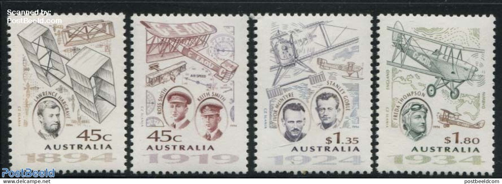 Australia 1994 Air Pioneers 4v, Mint NH, Transport - Aircraft & Aviation - Unused Stamps