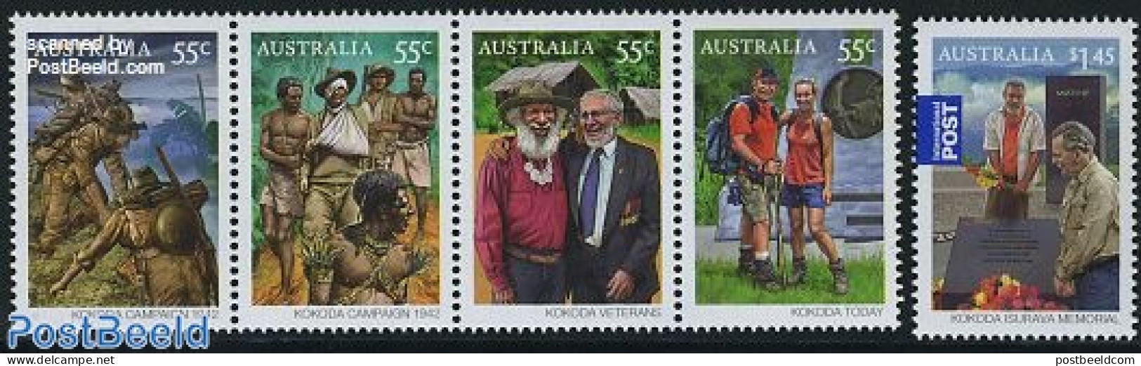 Australia 2010 Kokoda Campaign 5v (1v+[:::]), J.i. Papua New Guinea, Mint NH, History - Various - World War II - Joint.. - Neufs