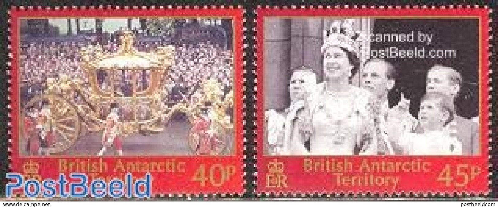 British Antarctica 2003 Coronation 2v, Mint NH, History - Transport - Kings & Queens (Royalty) - Coaches - Königshäuser, Adel