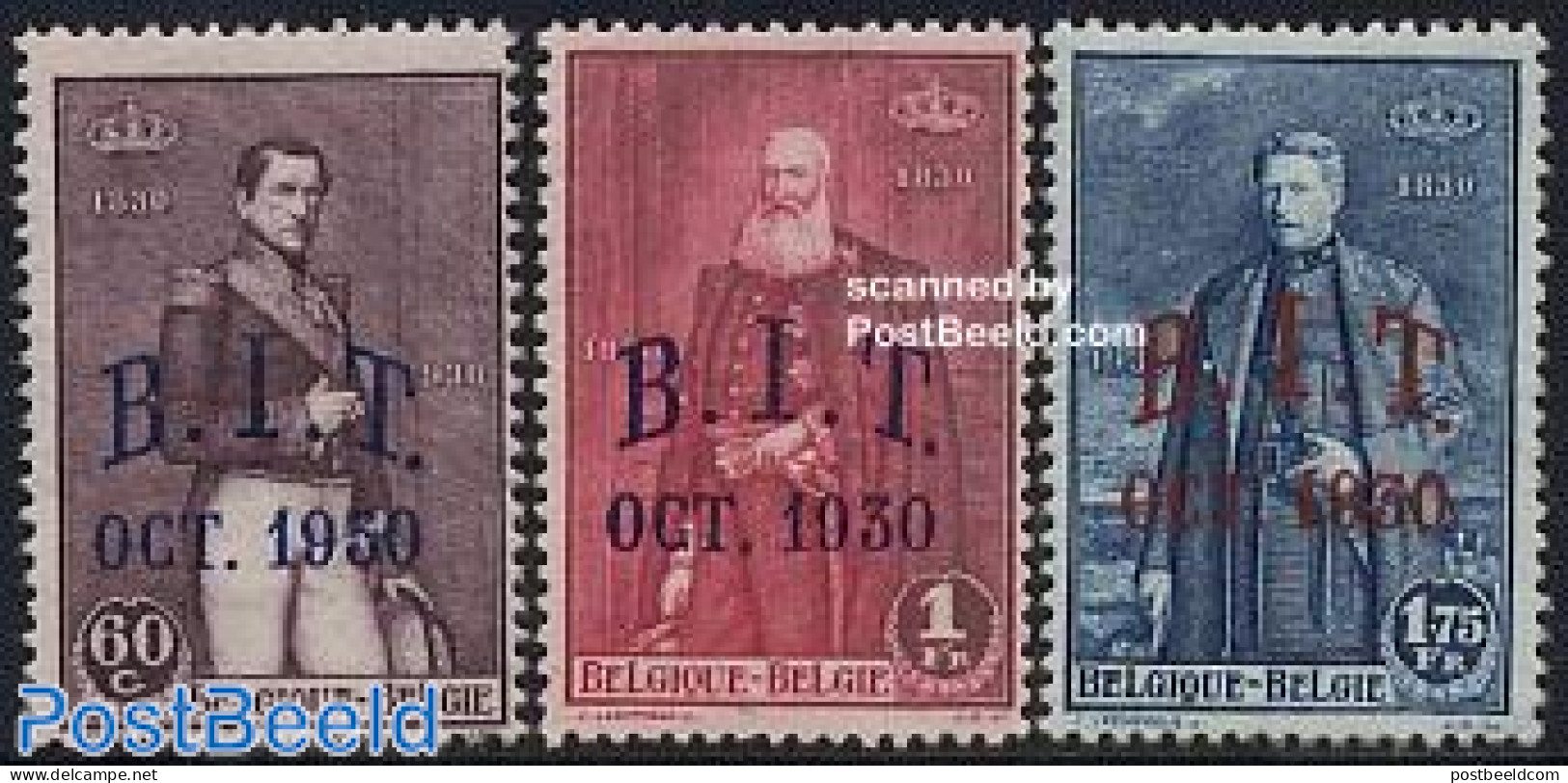 Belgium 1930 BIT Overprints 3v (Bureau Internationale Travaux), Unused (hinged), History - Various - I.l.o. - Kings & .. - Unused Stamps
