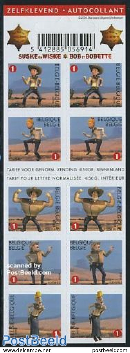 Belgium 2009 Suske & Wiske, Bob & Bobette 10v S-a In Foil Sheet, Mint NH, Stamp Booklets - Art - Comics (except Disney) - Ungebraucht