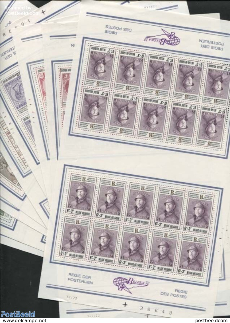 Belgium 1972 Belgica 9 Sheets (= 20 Sets), Mint NH, History - Kings & Queens (Royalty) - Unused Stamps