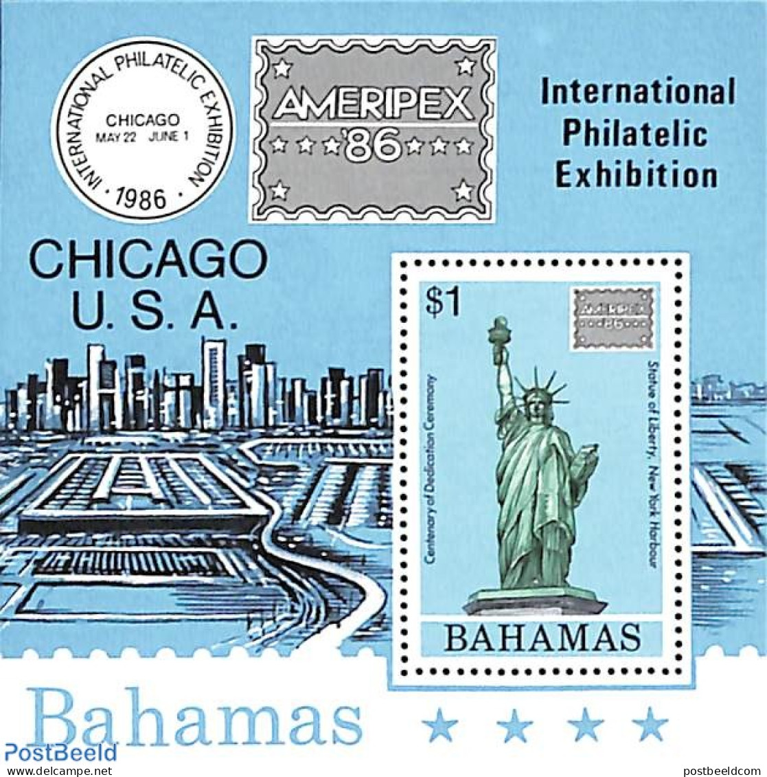 Bahamas 1986 Ameripex 86 S/s, Mint NH, Art - Sculpture - Scultura