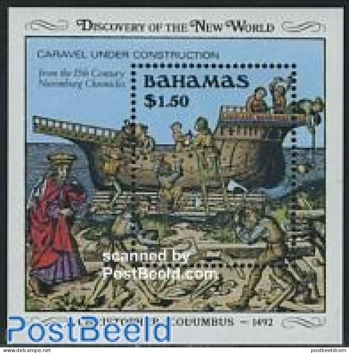 Bahamas 1989 Discovery Of America S/s, Mint NH, History - Transport - Explorers - Ships And Boats - Explorateurs