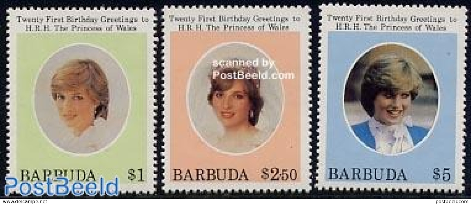 Barbuda 1982 Diana 21st Birthday 3v, Mint NH, History - Charles & Diana - Kings & Queens (Royalty) - Royalties, Royals
