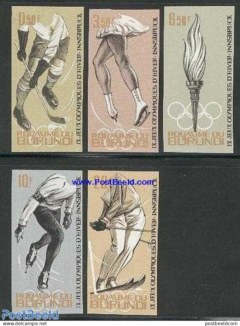 Burundi 1964 Olympic Winter Games 5v Imperforated, Mint NH, Sport - Ice Hockey - Olympic Winter Games - Skating - Skii.. - Hockey (Ijs)