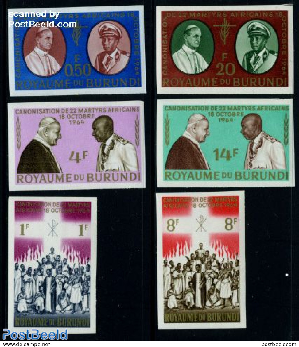 Burundi 1964 Martyrs 6v Imperforated, Mint NH - Andere & Zonder Classificatie