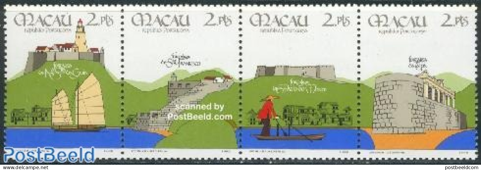 Macao 1986 Fortifications 4v [:::], Mint NH, Transport - Various - Ships And Boats - Lighthouses & Safety At Sea - Art.. - Ungebraucht