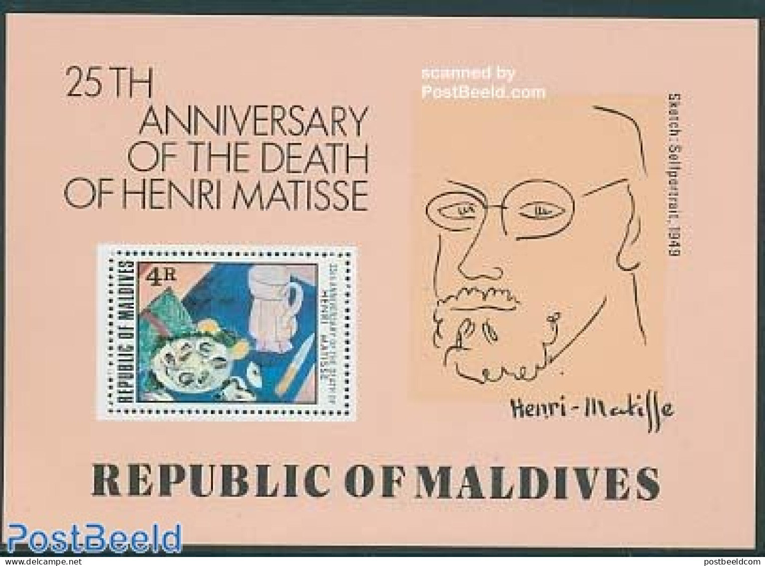 Maldives 1979 Henri Matisse S/s, Mint NH, Art - Modern Art (1850-present) - Paintings - Maldives (1965-...)
