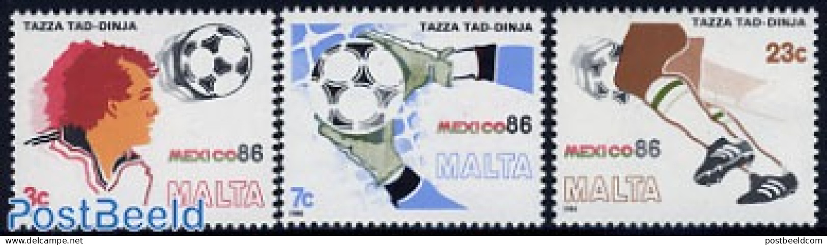 Malta 1986 Football Games Mexico 3v, Mint NH, Sport - Football - Malte