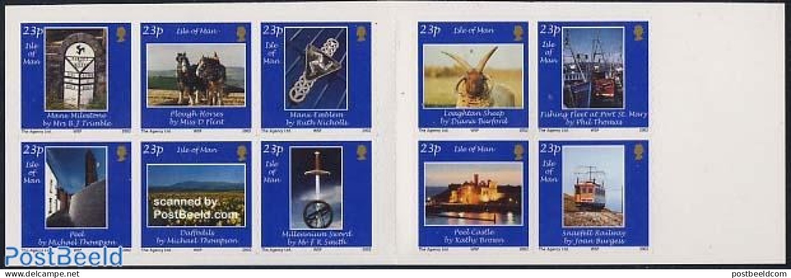 Isle Of Man 2002 Photography 10v S-a In Booklet, Mint NH, Nature - Transport - Cattle - Horses - Stamp Booklets - Rail.. - Sin Clasificación