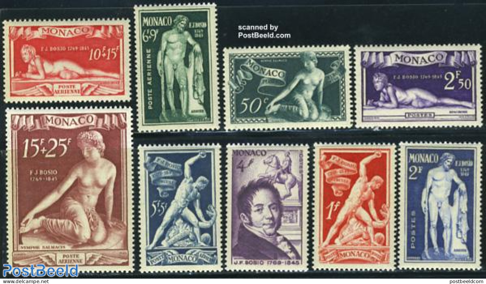 Monaco 1948 J.F. Bosio 9v, Mint NH, Nature - Horses - Art - Sculpture - Unused Stamps