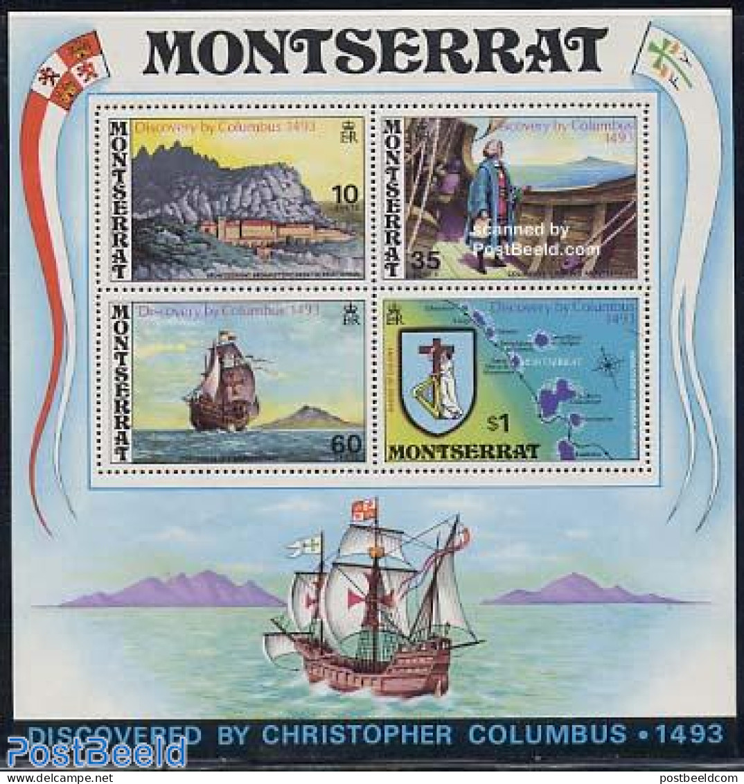 Montserrat 1973 Columbus S/s, Mint NH, History - Transport - Various - Explorers - Ships And Boats - Maps - Explorers