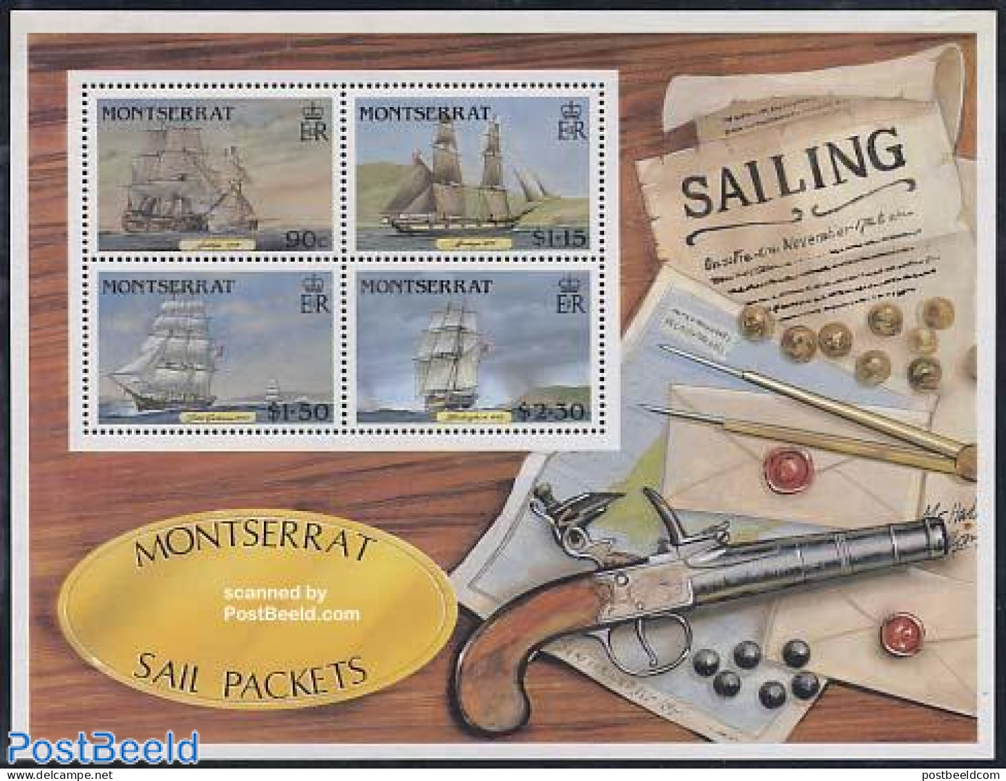 Montserrat 1986 Postal Ships S/s, Mint NH, Transport - Post - Ships And Boats - Poste