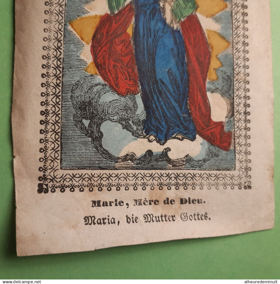 Image Pieuse Ancienne"VIERGE A L'ENFANT Jésus"Peinte à La Main"RELIGION" - Andachtsbilder