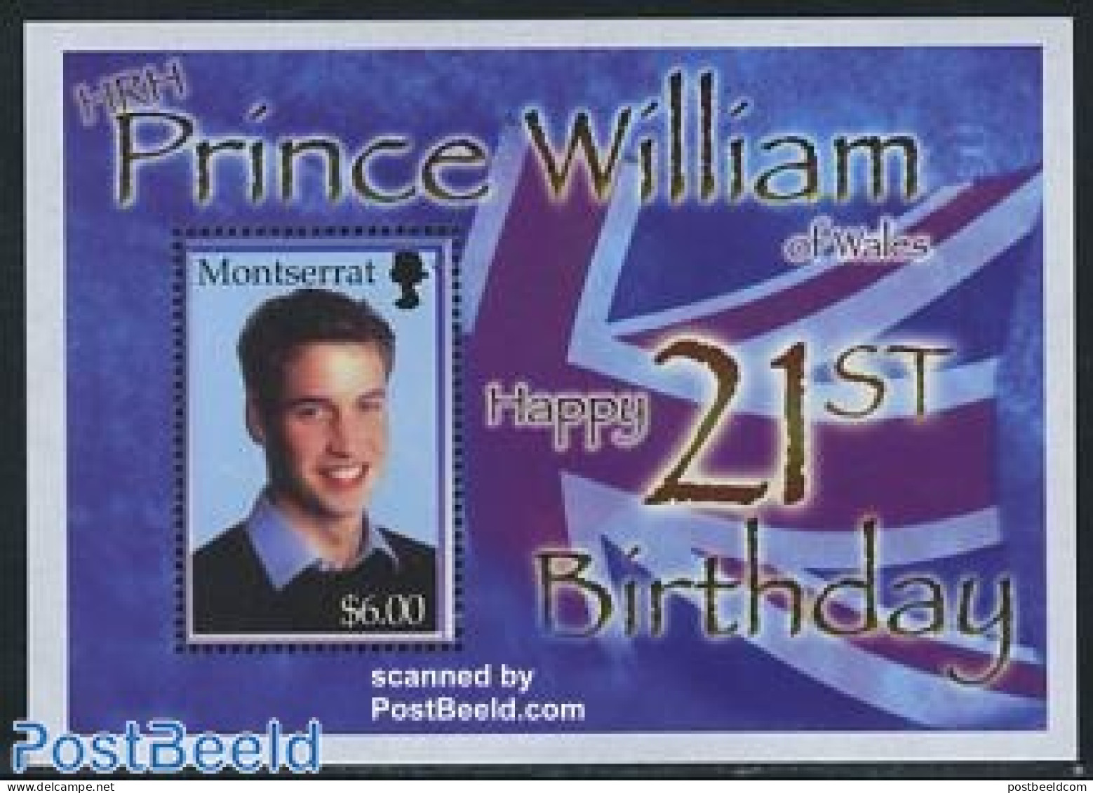 Montserrat 2003 William Birthday S/s, Mint NH, History - Kings & Queens (Royalty) - Familles Royales