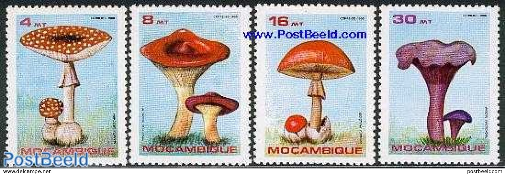 Mozambique 1986 Mushrooms 4v, Mint NH, Nature - Mushrooms - Paddestoelen