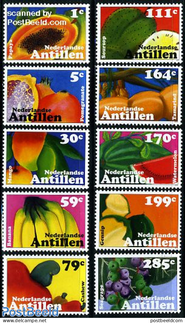 Netherlands Antilles 2010 Definitives, Fruits 10v, Mint NH, Nature - Fruit - Obst & Früchte