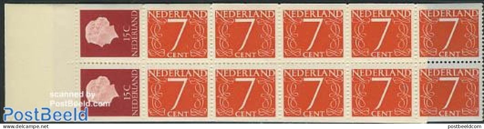 Netherlands 1964 10x7c+2x15c Booklet, Dark Blue Cover, Mint NH, Stamp Booklets - Unused Stamps