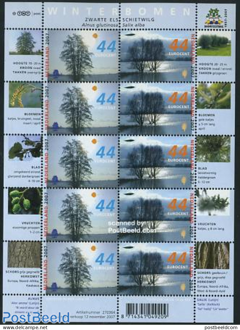 Netherlands 2007 Trees In Winter M/s (with 5 Sets), Mint NH, Nature - Trees & Forests - Unused Stamps