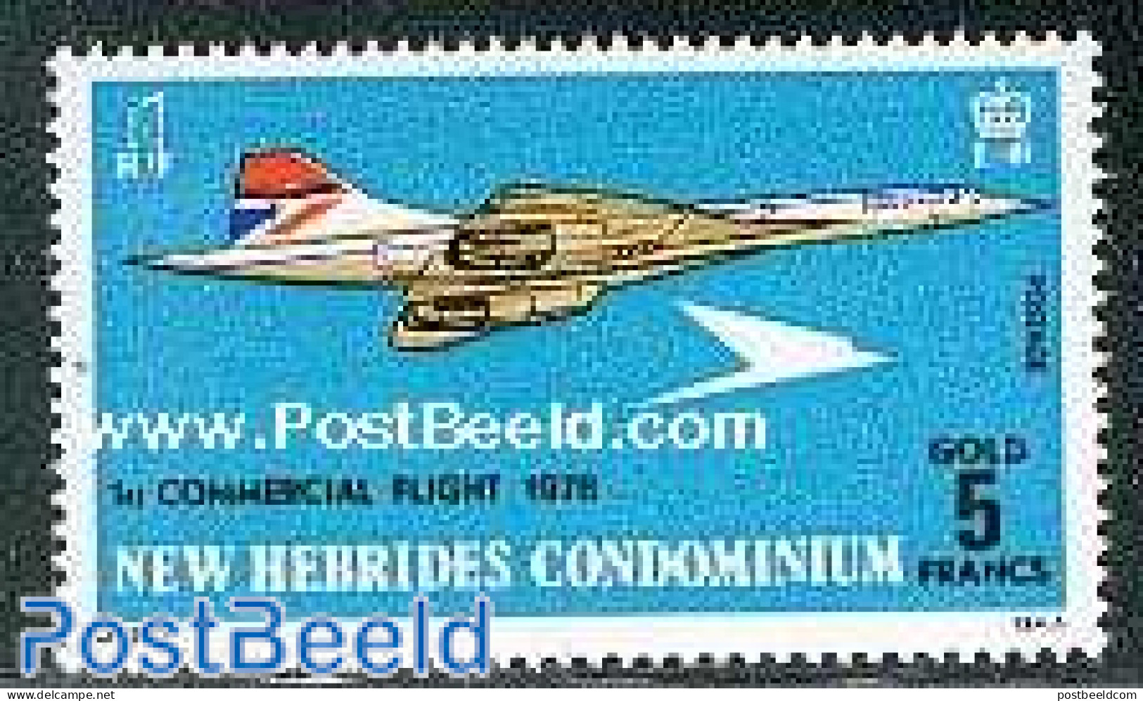 New Hebrides 1976 Concorde 1v E, Mint NH, Transport - Concorde - Aircraft & Aviation - Nuevos