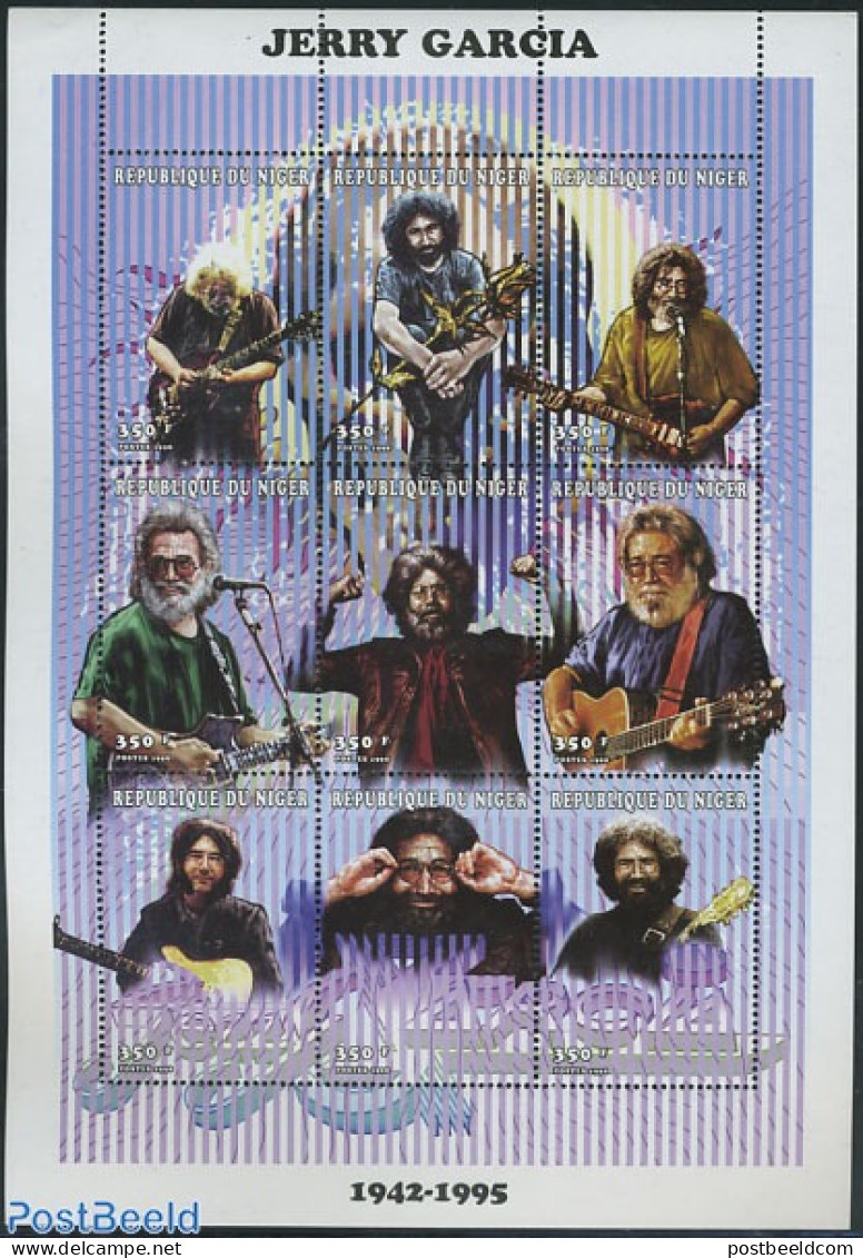 Niger 1998 Jerry Garcia 9v M/s, Mint NH, Performance Art - Music - Popular Music - Muziek