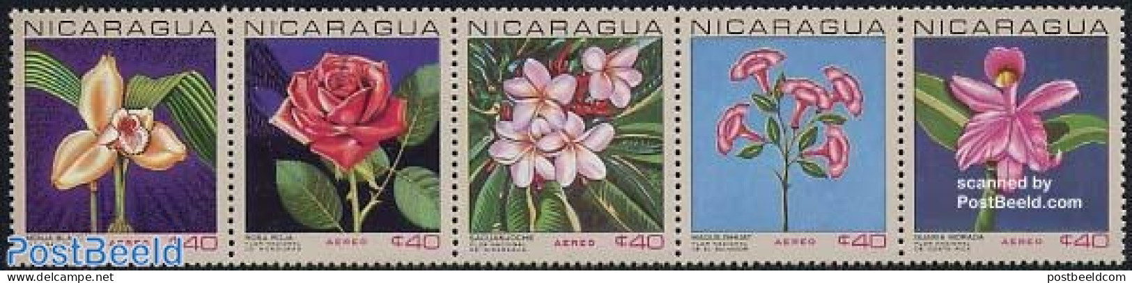 Nicaragua 1967 Flowers 5v [::::], Mint NH, Nature - Flowers & Plants - Roses - Nicaragua