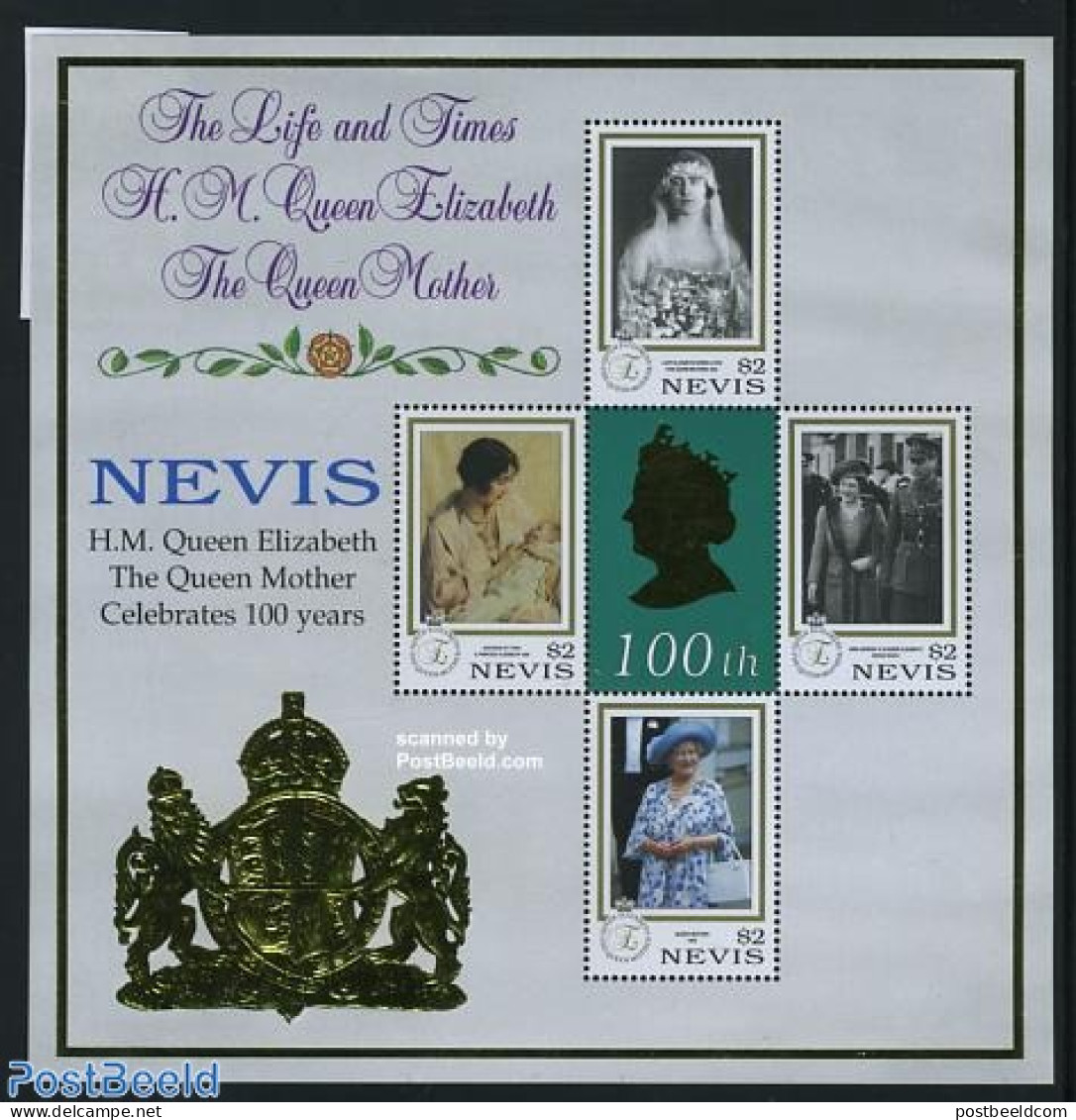Nevis 1999 Queen Mother 4v M/s, Mint NH, History - Kings & Queens (Royalty) - Koniklijke Families
