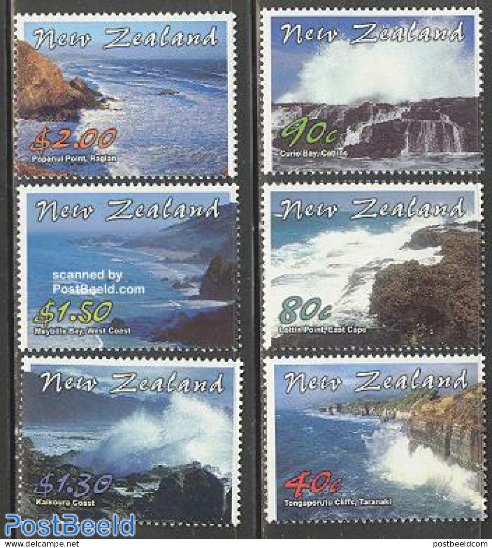 New Zealand 2002 Coast Lines 6v, Mint NH - Ongebruikt