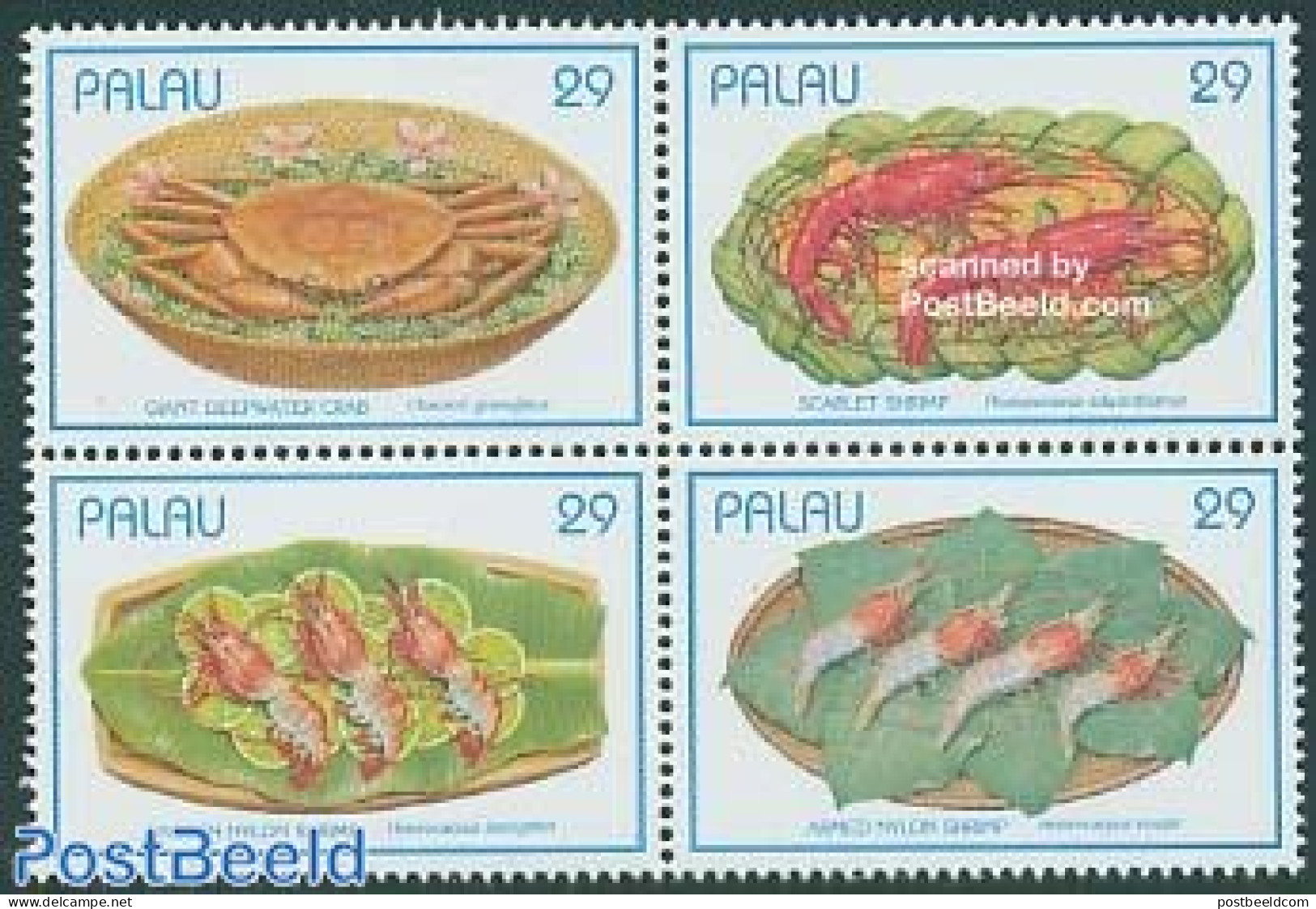 Palau 1993 Crabs For Food 4v [+], Mint NH, Health - Nature - Food & Drink - Shells & Crustaceans - Food