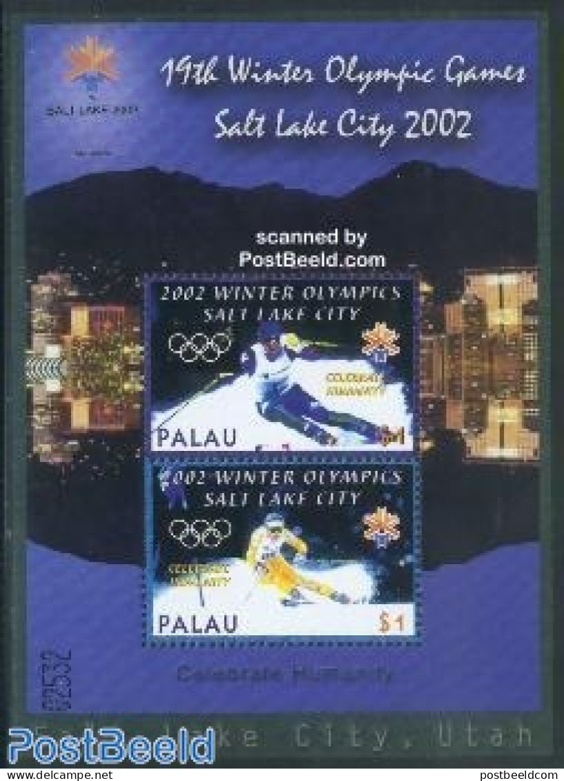 Palau 2002 Olympic Winter Games S/s (white Rings), Mint NH, Sport - Olympic Winter Games - Skiing - Skiing