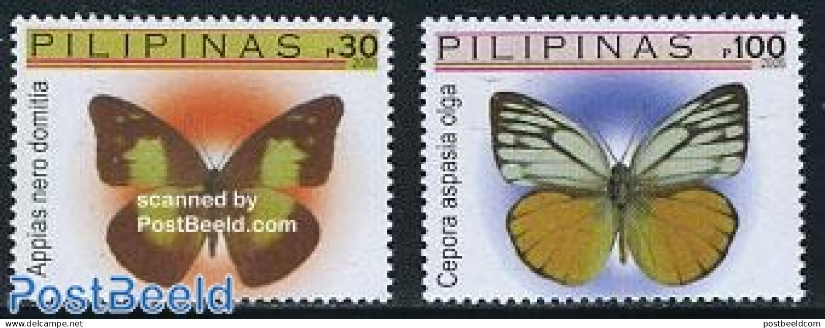 Philippines 2006 Definitives, Butterflies 2v, Mint NH, Nature - Butterflies - Filipinas